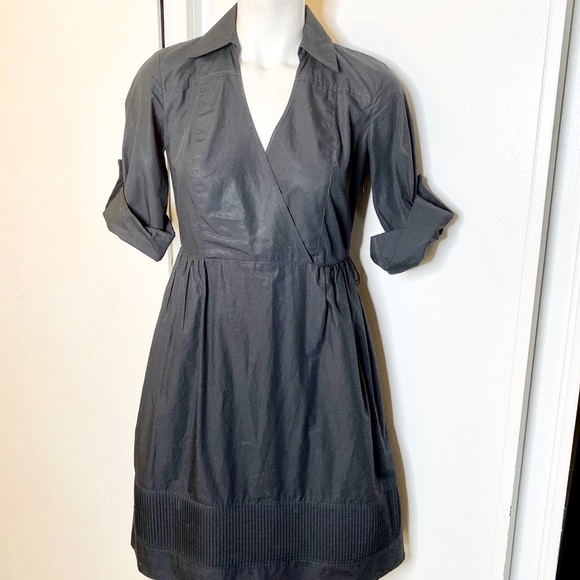 black cotton wrap dress